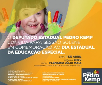 Dia da Educação Especial é lei de autoria do deputado Pedro Kemp